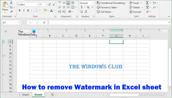 How to remove Watermark in Excel sheet