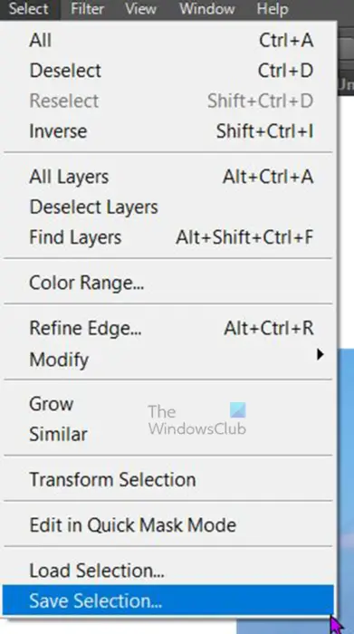 How to resize image without Stretching in Photoshop - Save selection - top menu