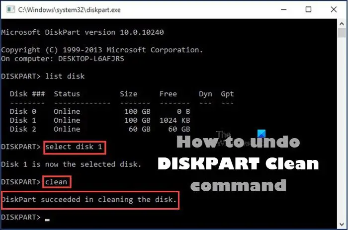 How to undo DISKPART Clean command
