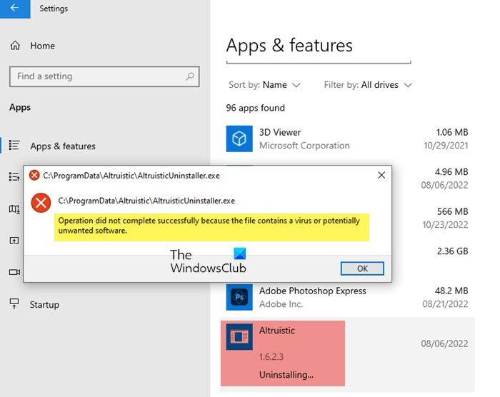 How to uninstall Altruistics from Windows