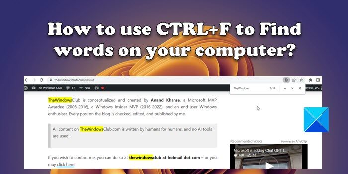 How to use CTRL+F to Find words on your computer