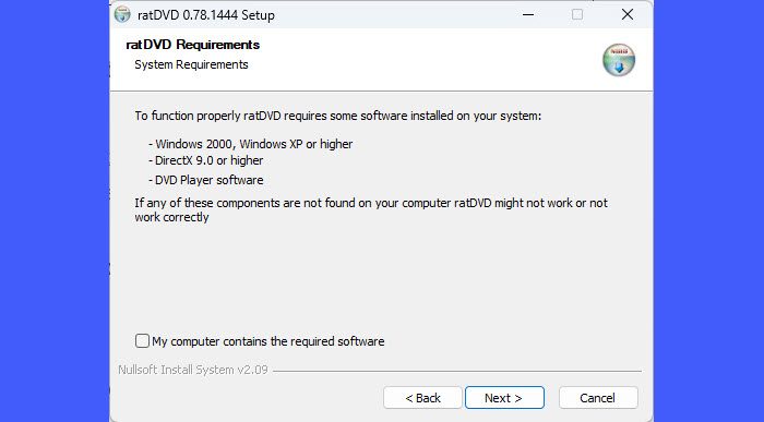 Installing ratDVD on Windows