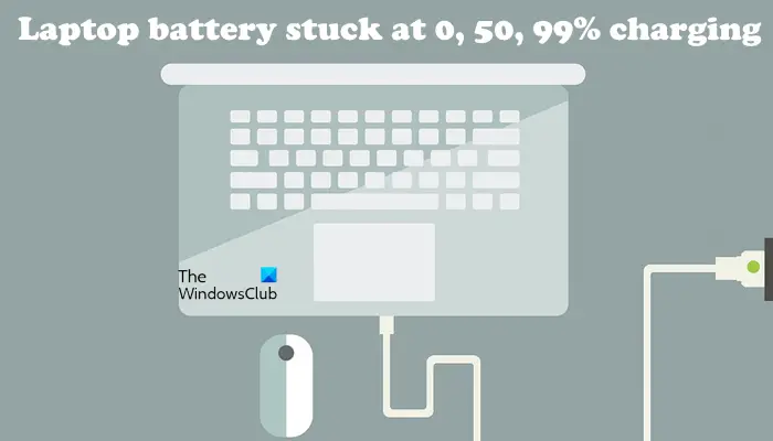 Laptop battery at 0, 50, 99% charging