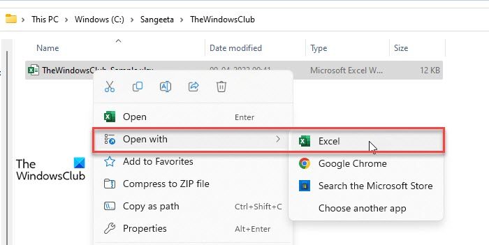 Open With option to open files in Windows