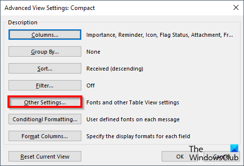 Other Settings How To Disable Automatic Column Sizing In Outlook