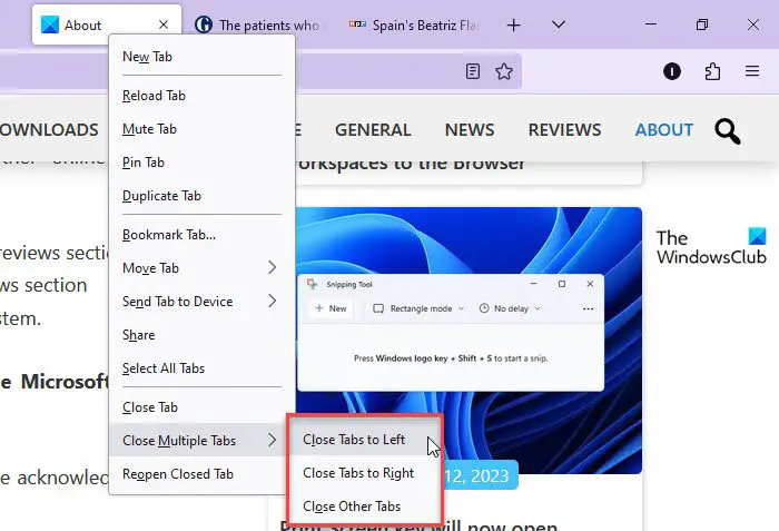 Other ways to close tabs in Firefox