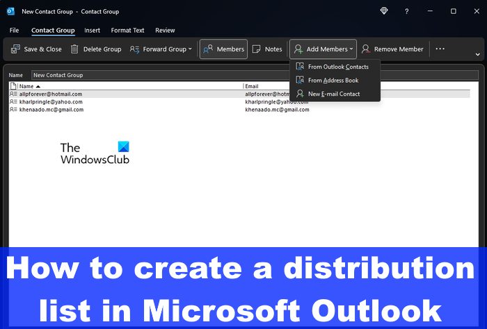 How to create Distribution List in Outlook