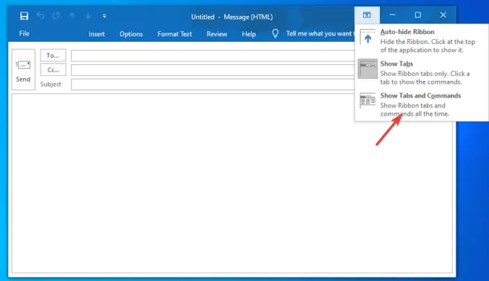 Outlook Toolbar missing? How to show Toolbar in Outlook email