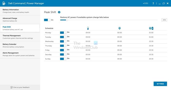 Peak Shift Dell Windows