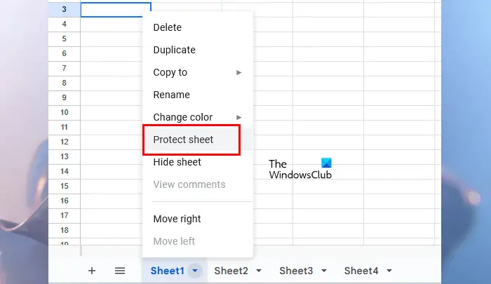 Protect a tab or sheet in Google Sheets