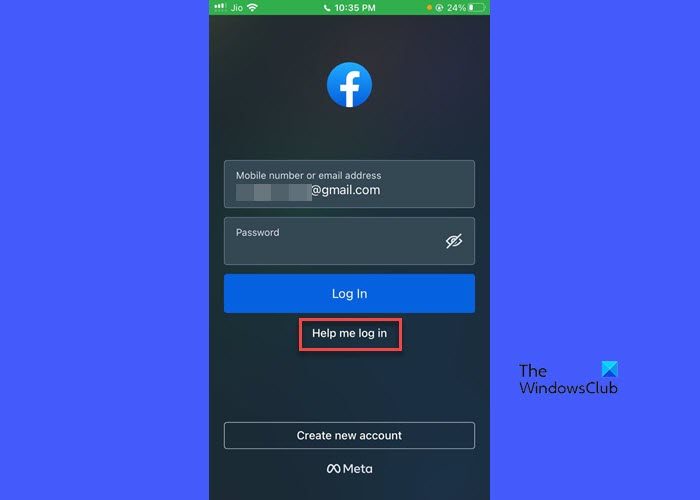 Reset Facebook password on iPhone