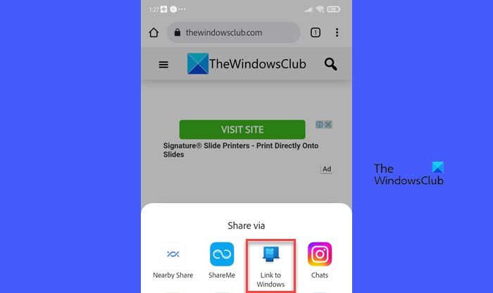 Send links using Link to Windows app