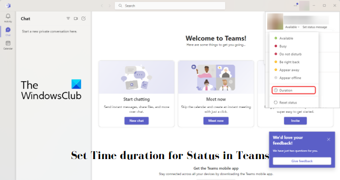 Set Time duration for Status in Teams