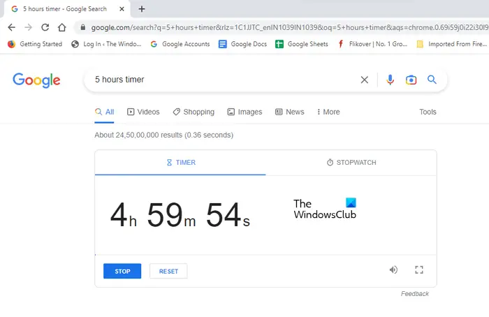 Set a Timer using Search Google feature