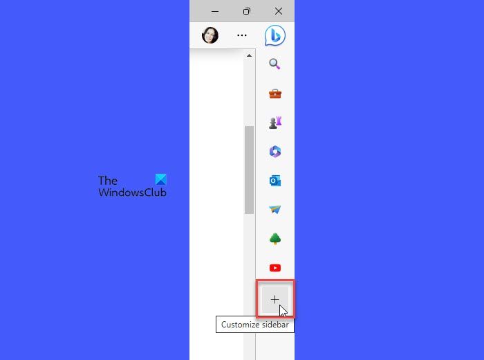 The Customize sidebar option in Edge Sidebar