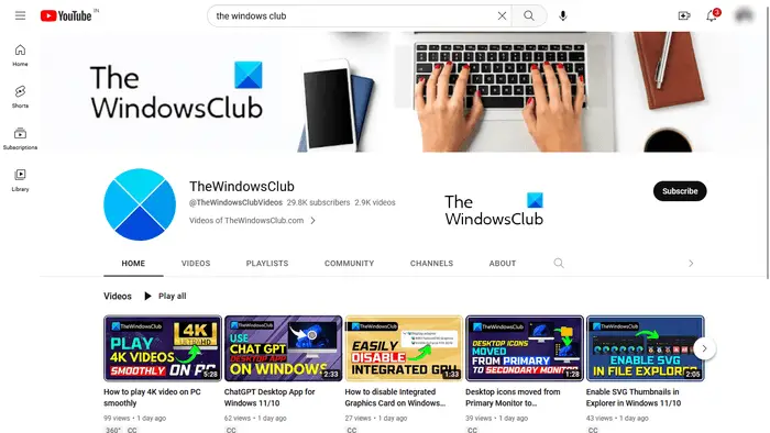 The Windows Club YouTube Channel