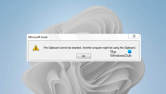 The clipboard cannot be emptied. Another program might be using the clipboard