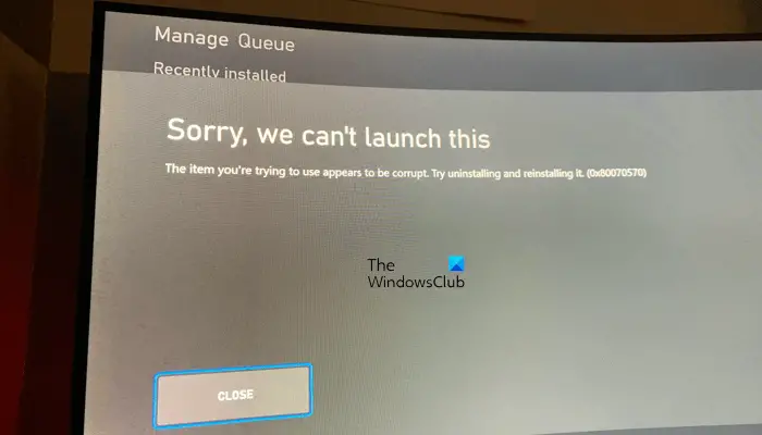 The item you’re using appears to be corrupt Xbox error