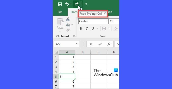 Using Redo in Excel