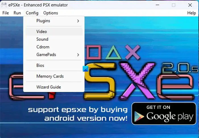 Video configuration on ePSXe