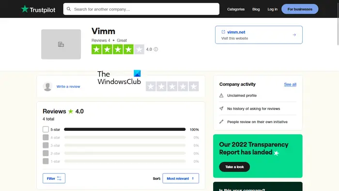 Vimm's Lair website legitimacy check on Trustpilot