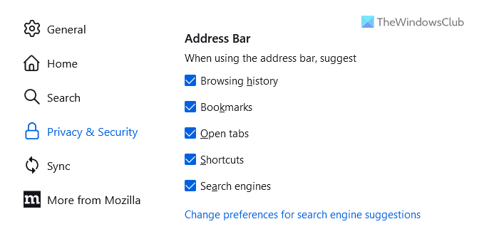 Autocomplete not working in Firefox address bar