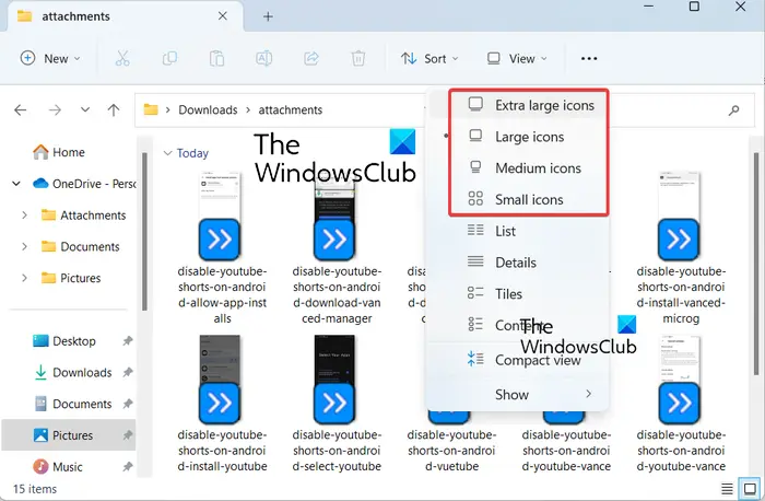 How to change Image Thumbnail Size in Windows 11/10