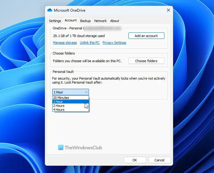 How to change OneDrive Personal Vault lock time in Windows 11/10