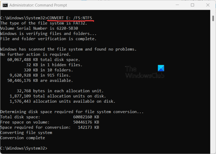 convert FAT32 to NTFS without losing data 