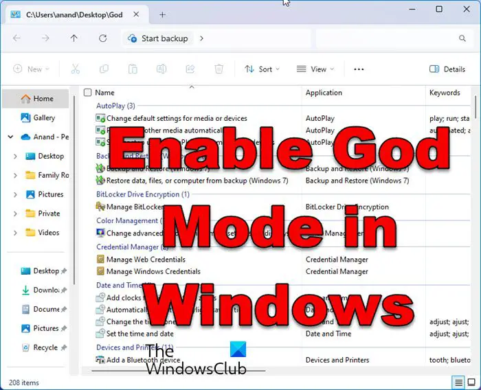 enable God Mode in Windows