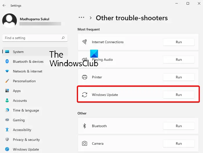 run windows update troubleshooter to error 0x8007001d