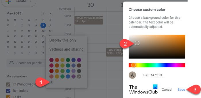 Adding custom color to Google Calendar