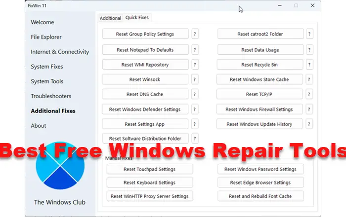 Best Free Windows 11/10 Repair Tools