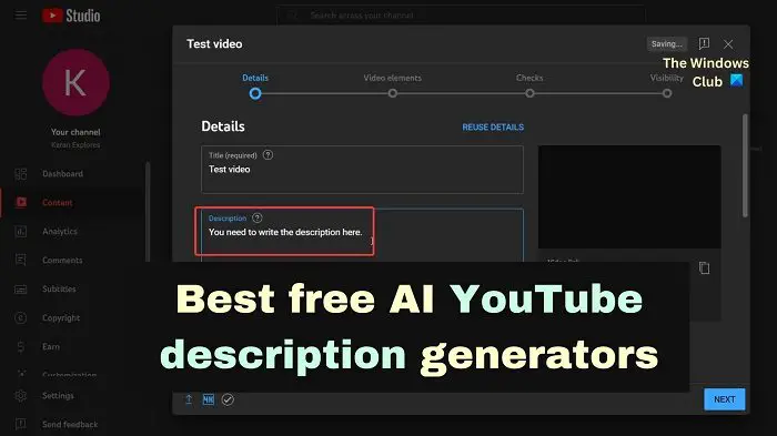 Best free AI YouTube description generators