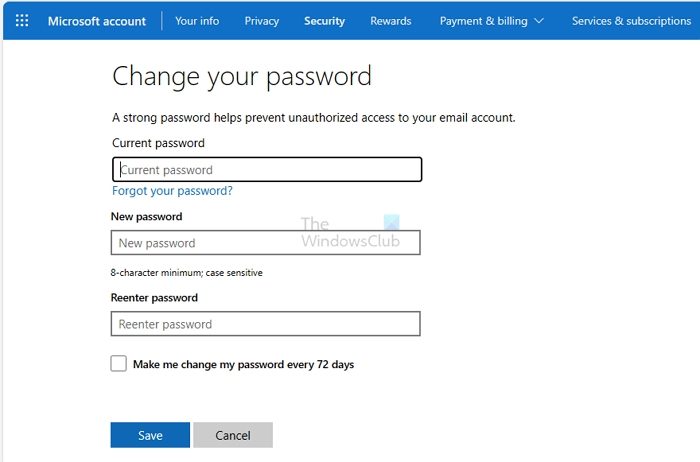Change Password Microsoft Online Security