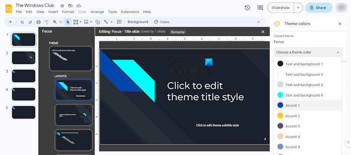 Change Theme color in Google Slides