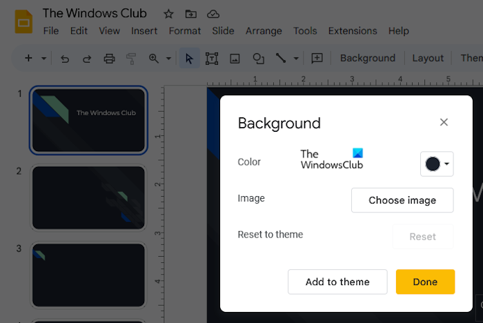 Change background in Google Slides