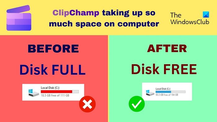 Clipchamp taking up so much space on computer