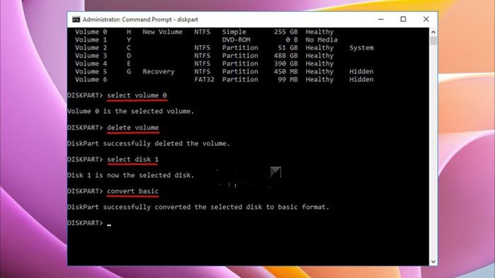 DISKPART command line tool