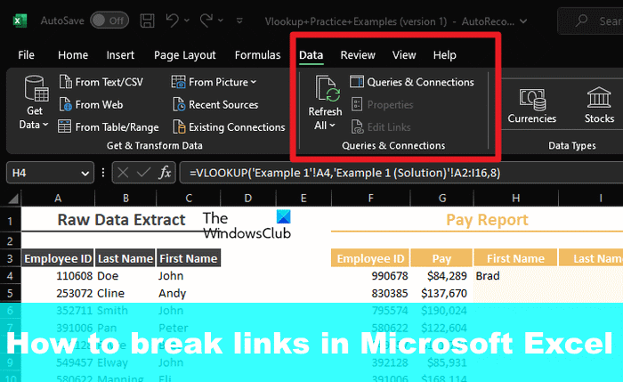 How to break links in Microsoft Excel