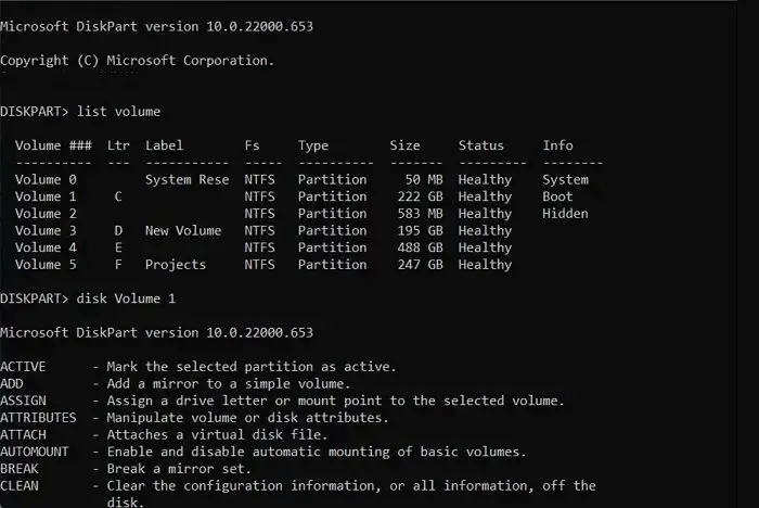 Diskpart Tool Windows List Volume