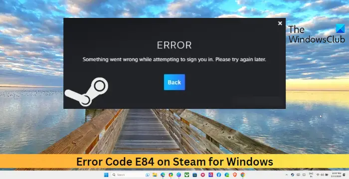 Error Code E84 on Steam for Windows