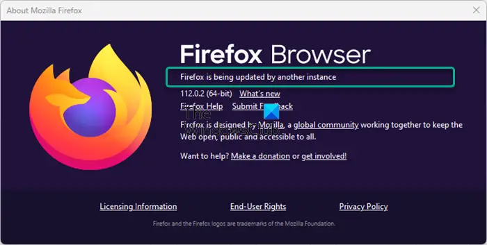 Firefox is being updated by another instance