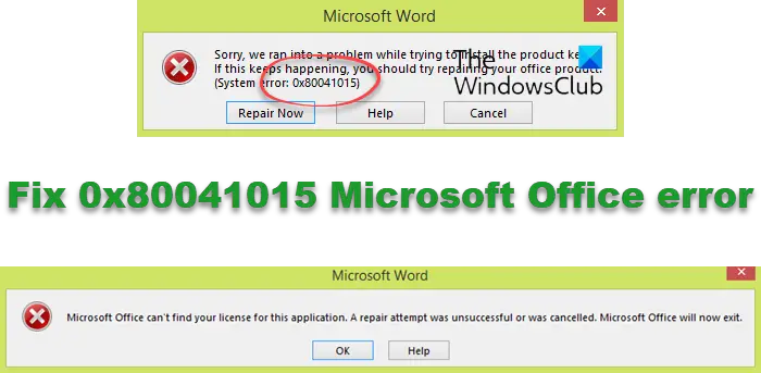 Fix 0x80041015 Microsoft Office error