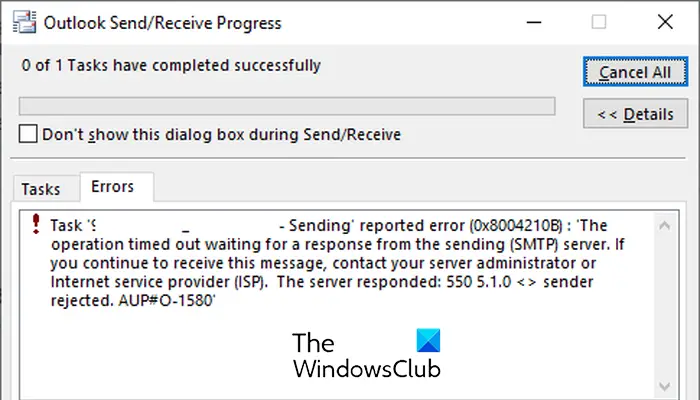 Fix 0x8004210B Outlook error