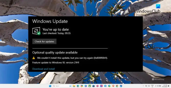 Fix 0x800F0841 Windows Update Error