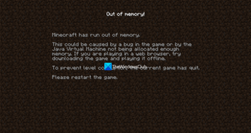 Fix Minecraft has run out of memory