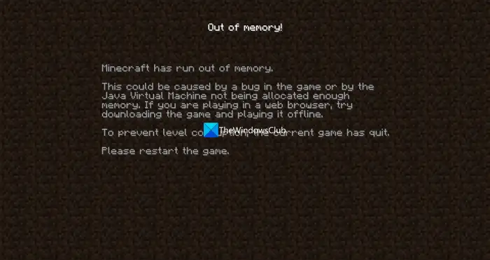 Fix Minecraft has run out of memory