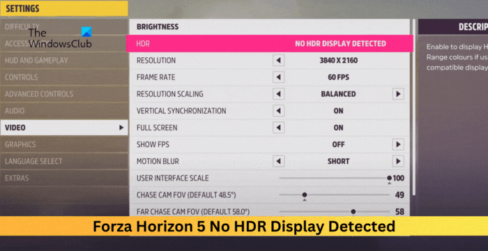 Forza Horizon 5 No HDR Display Detected