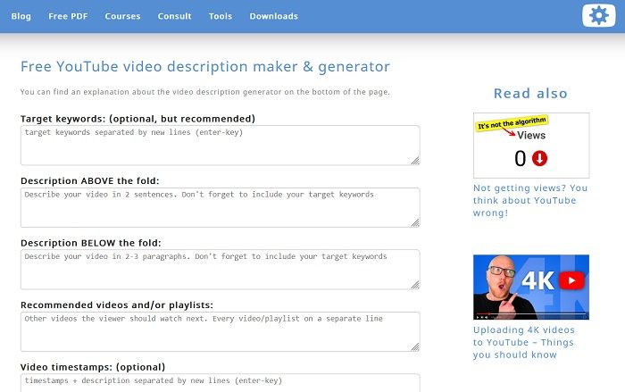 Free AI YouTube description generators